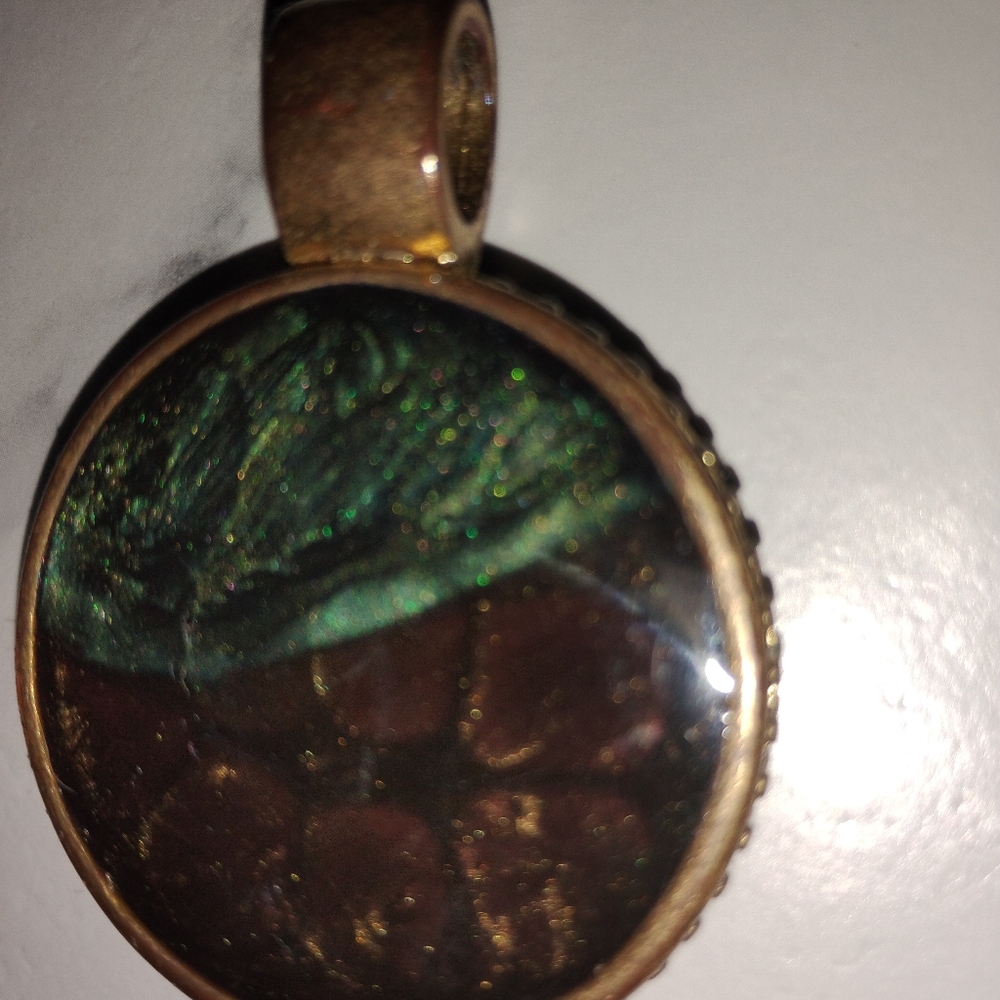 Chicos Rounded Large Green Aqua Tone  Charm